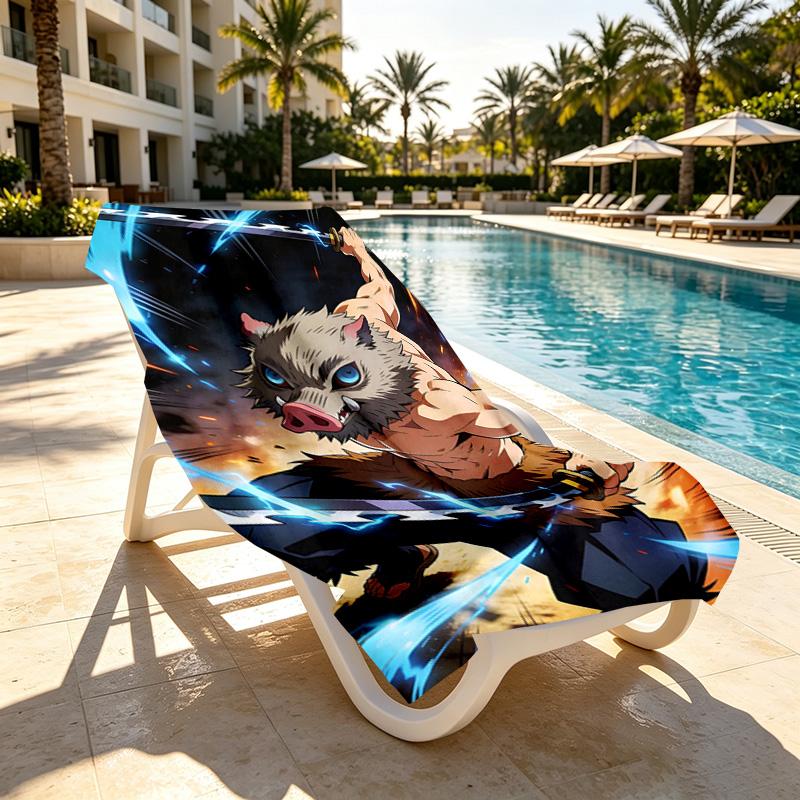 Demon Slayer Print Beach Towel Design, Soft, Lightweight. for Home Bathroom, Spa, Pool, Yoga, Surfing, Camping, Gift for Family, Friend