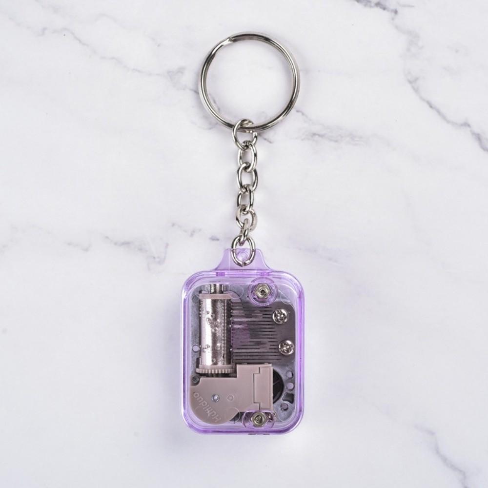 Unique Acrylic Music Box Movement Keychain Portable Mini Mechanical Music Box Handy Musical Instrument