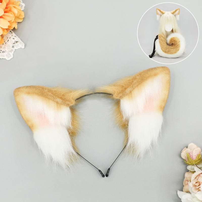 

Набор для косплея «Собачьи уши и хвост ручной работы» - Ободок с волчьими ушами немецкой овчарки и аксессуар «Собачий хвост»