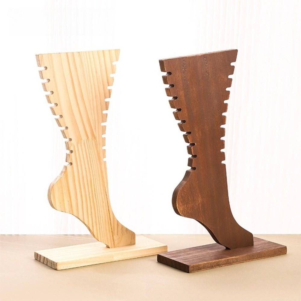 Large Capacity Wooden Necklace Frame Foot Shaped Jewelry Storage Rack  Tabletop