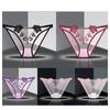 Cotton Crotch Mid Waist Mesh Briefs Thin Belt Mesh Transparent Underpants  Female
