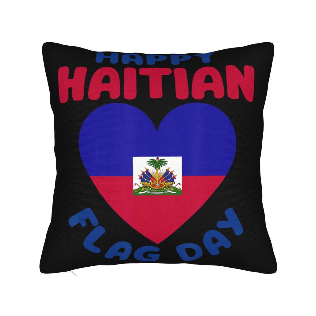 Haiti Haitian Flag Caribbean Souvenir Pillow Cover Comfy Cushion Cover Funny Pillow Case For Couch Sofa Bedroom