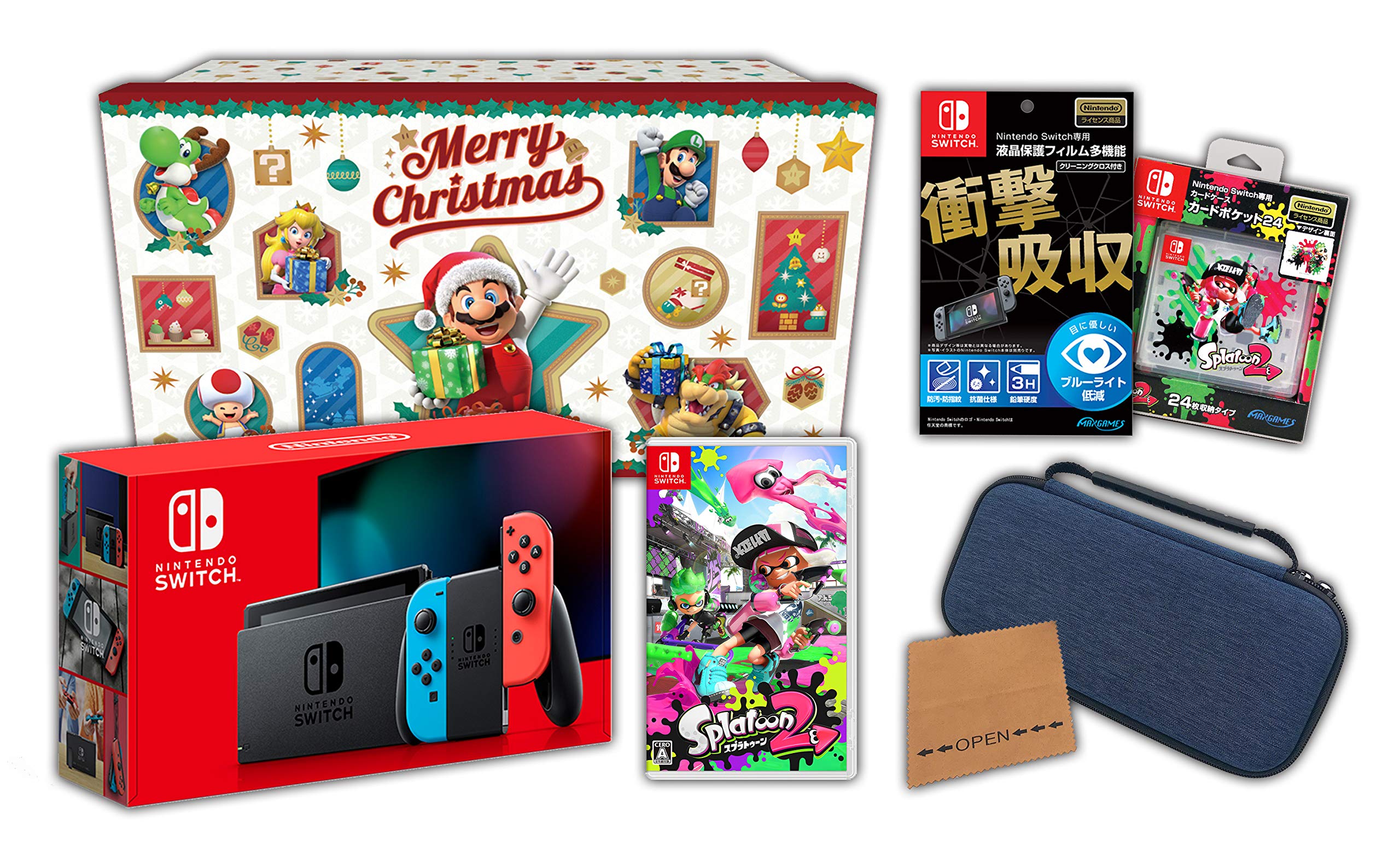 

Switch Holiday Gift Splatoon 2 Nintendo Switch main unit neon red accessory set bonus included Nintendo Set (Splatoon 2) + blue/neon + +