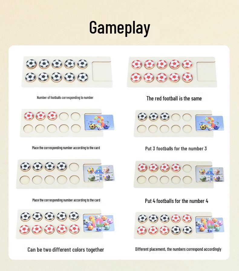 Children's Arithmetic Education Toy: Early Math and Football-Themed Wooden Game