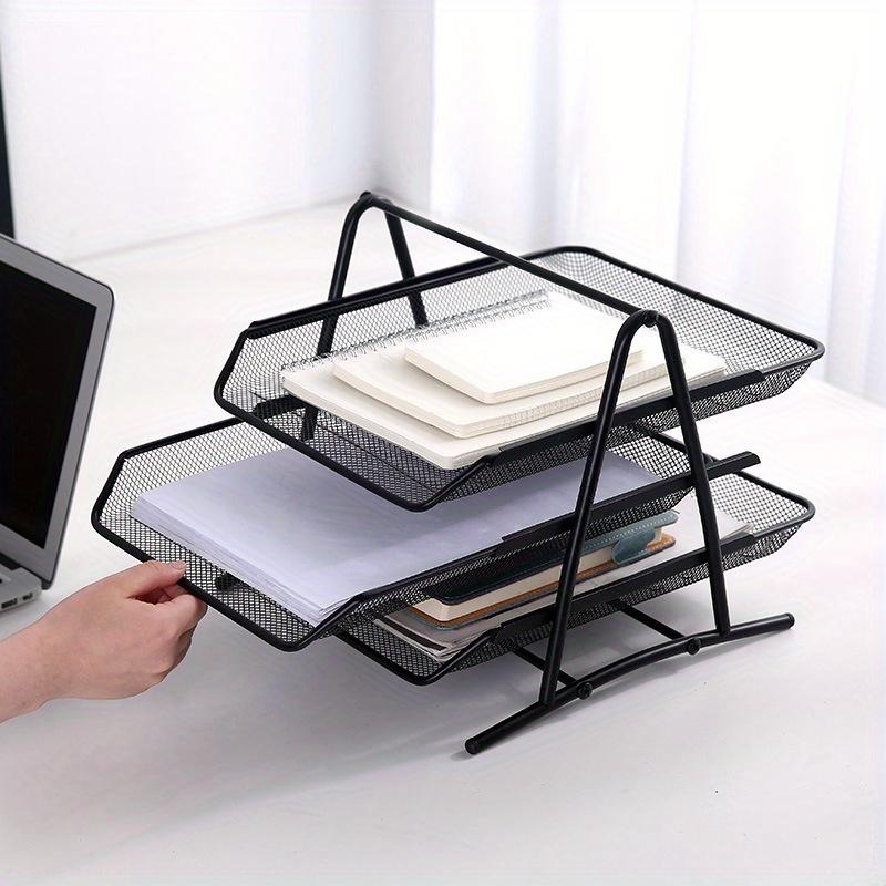 1pc 3 Tier Desk File Holder, Desktop File Paper Tray, Office File Holder, Stacking File Holder
