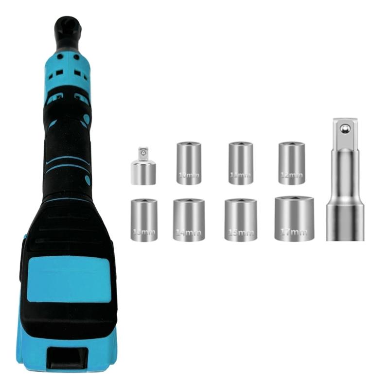 Cordless Electric Ratchet Wrench Set 400RPM Cordless Ratchet Wrench 3/8" 7 Sockets 1/4" Adapter Variable Speed