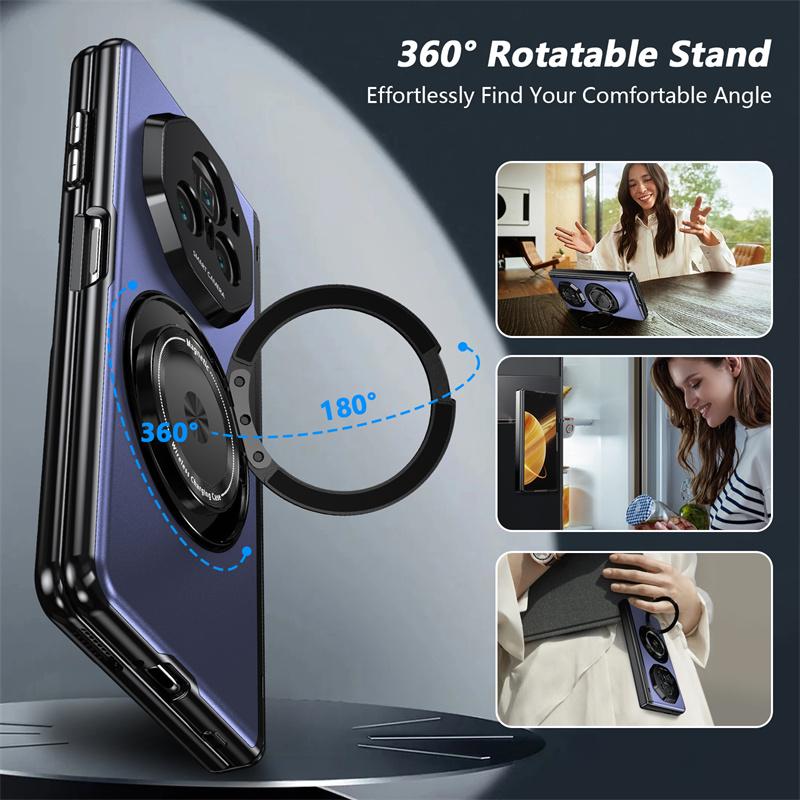 Matte Solid Color Phone Case for Honor Magic V3 v3 Hard Shell Protection Shockproof Film Protector with Holder Cover