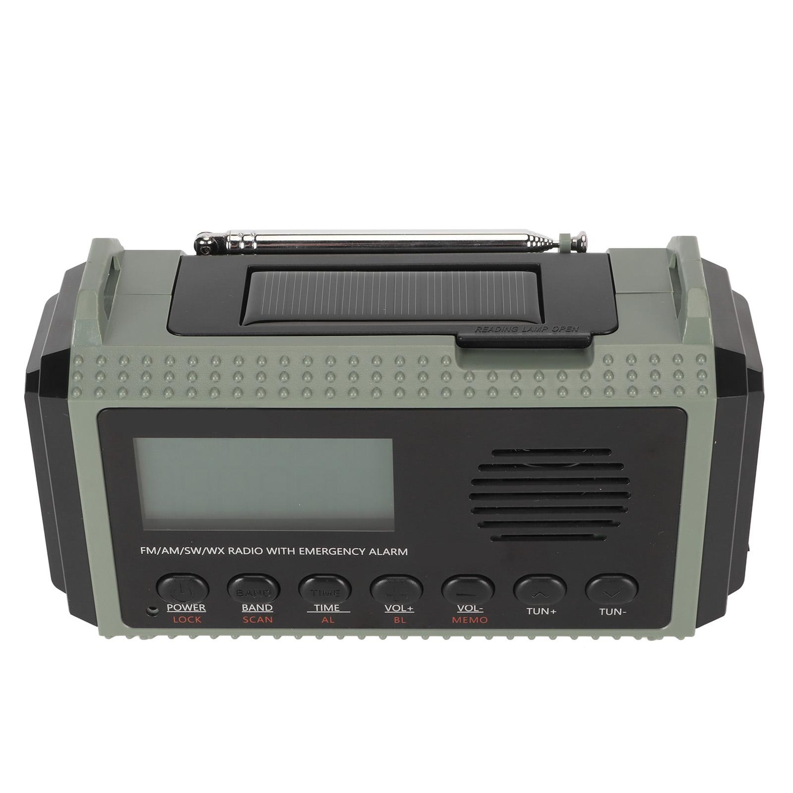 

Аварийное радио FM AM SW WX 10000 мАч с солнечной зарядкой, портативное ЖК-цифровое радио с ручкой