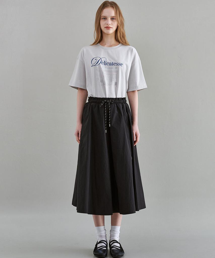 Marop 3114 Nylon Flare Skirt (Black)