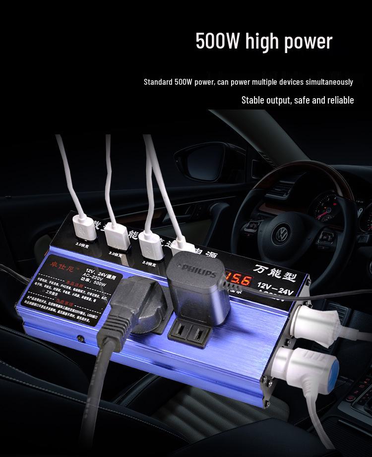 High-Power 24V/12V to 220V Universal Car Inverter Charger