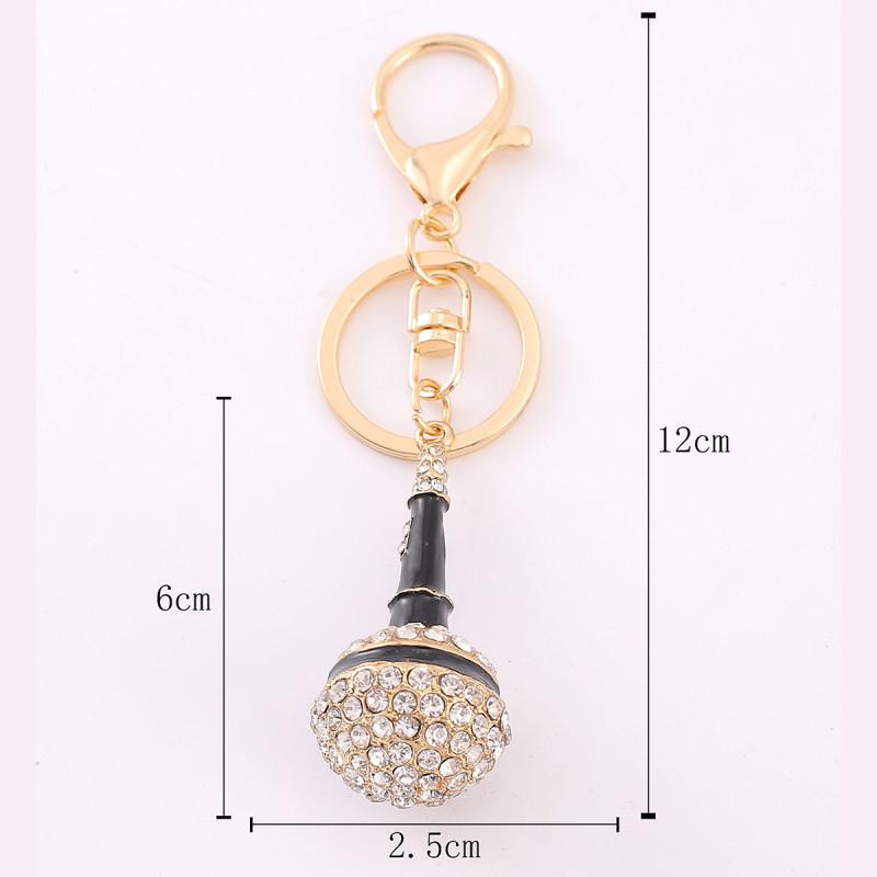 Elegant Rhinestone Microphone Car Keychain for Women