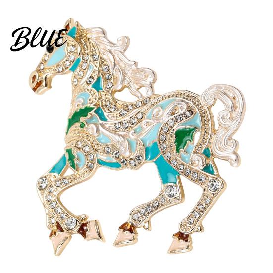 Elegant Horse Accessory Colorful Brooch Rhinestone Encrusted Alloy Lapel Pin