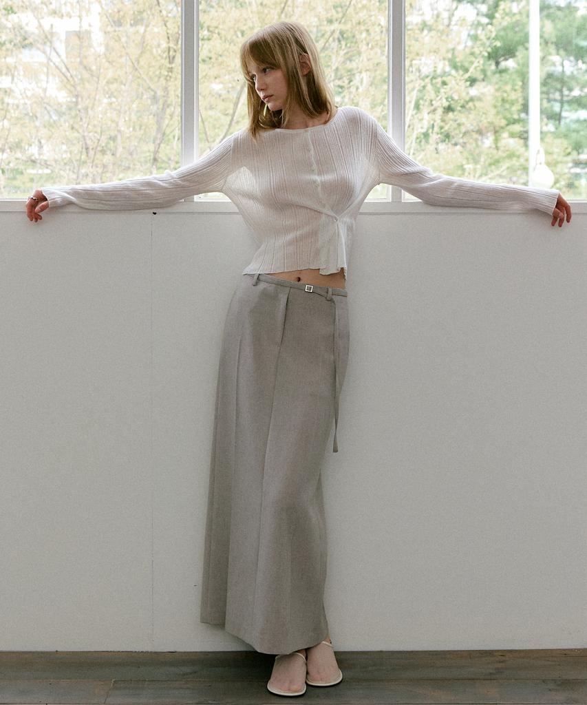 Artid Linen Belted Maxi Skirt_Beige