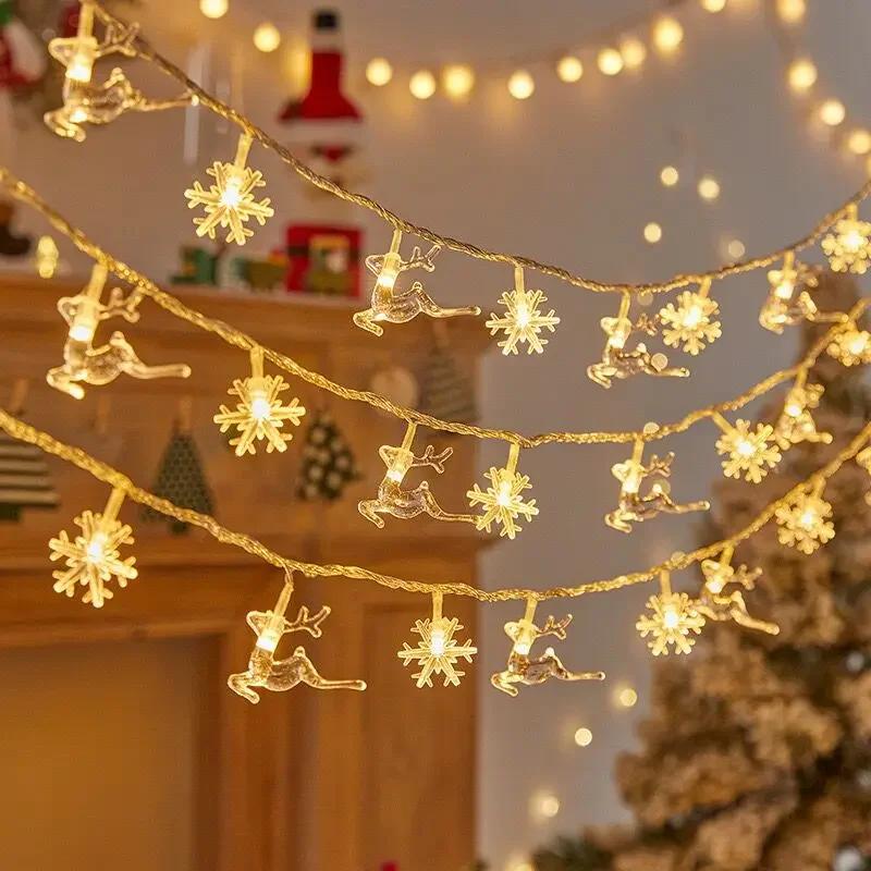 3M Christmas Lights Snowflake String Lights Fairy Lights Waterproof Star Ball LED Lamp for Home Christmas Tree Garden Decoration
