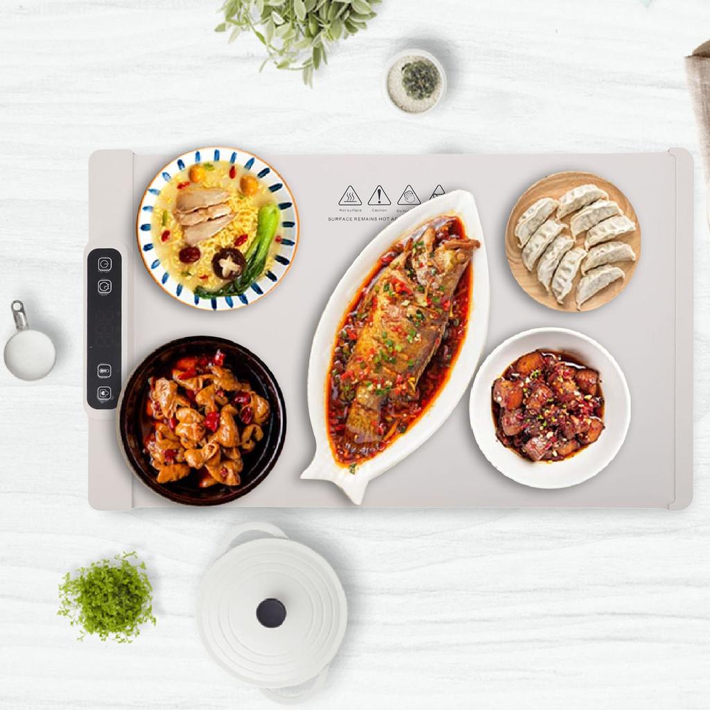 Electric Warming Tray Full   Heating Rollable Portable Silicone 3 Temperature Settings Versatile Food Warmer 60 degrees C-100 degrees C for Gath