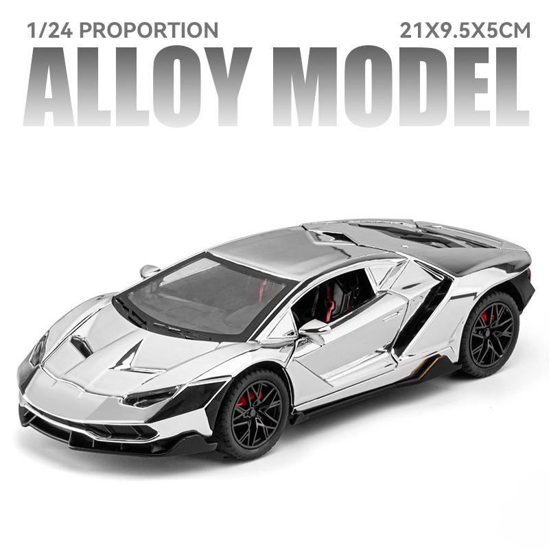 

1/24 Lamborghini LP770-4 Alloy Electroplated Sports Car Model Diecasts Metal Racing Super Car Vehicles Model Sound Light Kids Toy Gift серебряный