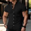 Muži Letní Košile Stojáček Jednobarevný Jednořadý Slim Fit Cardigan Krátké rukávy Měkké Prodyšné Střední délka Ležérní Podnikání Muži Top do kanceláře