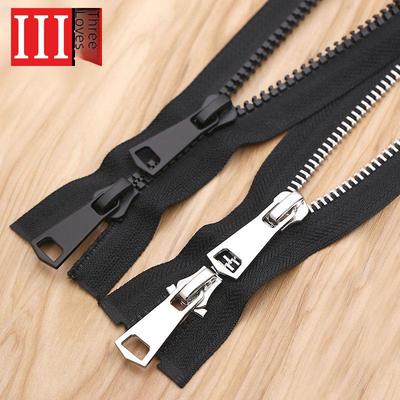 Metal Preto Não. Zíper Longo Duplo com 8 Cursores para Roupas e Mochilas sem. 5 Resina Cabeça de Zíper Duplo