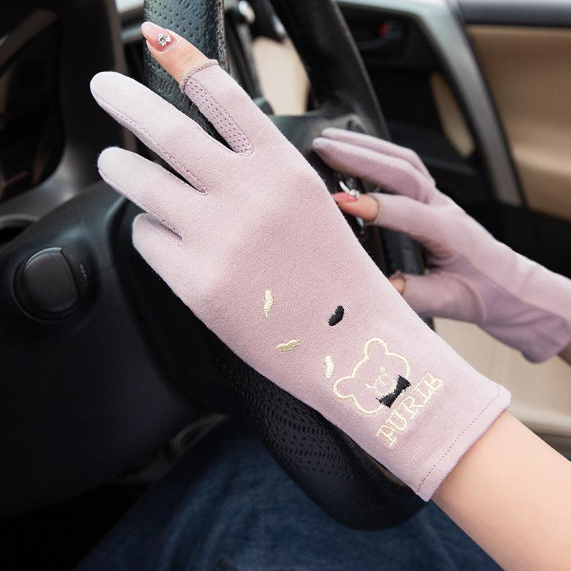 Nail art UV protection half finger sunscreen female thin anti-black driving non-slip dew finger breathable spring and summer