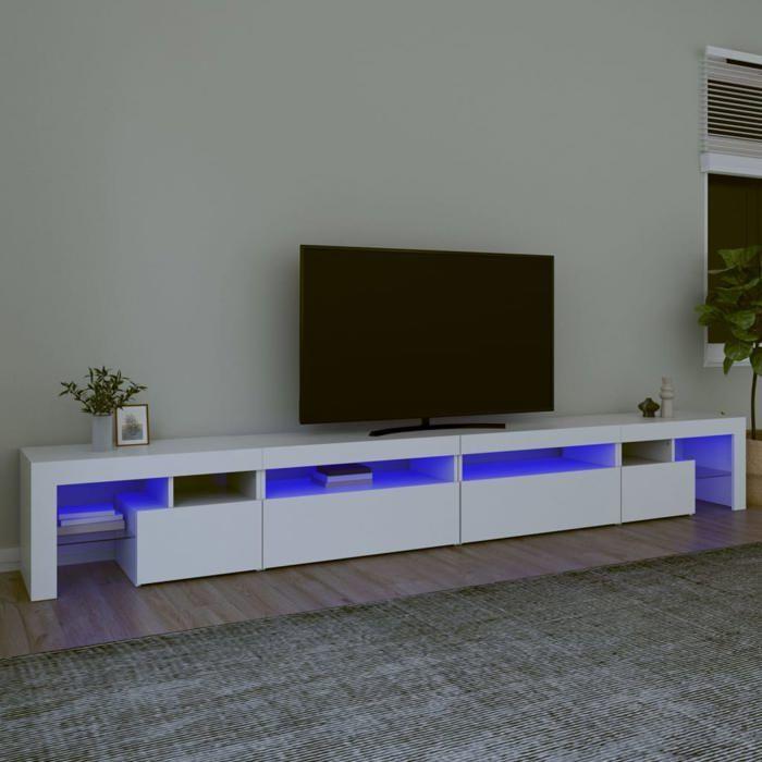 VidaXL Meuble TV avec Lumières LED Centre de Divertissement Rangement Meuble Média Meuble de Salon Salle de Séjour Maison 3152802
