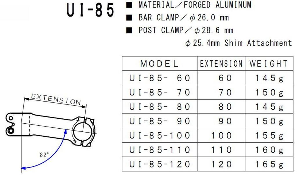 NITTO BLACK Clamp Column 70 UI-85BX26,0 (glossy) Color / diameter 26.0 / diameter 28.6 / Protrusion