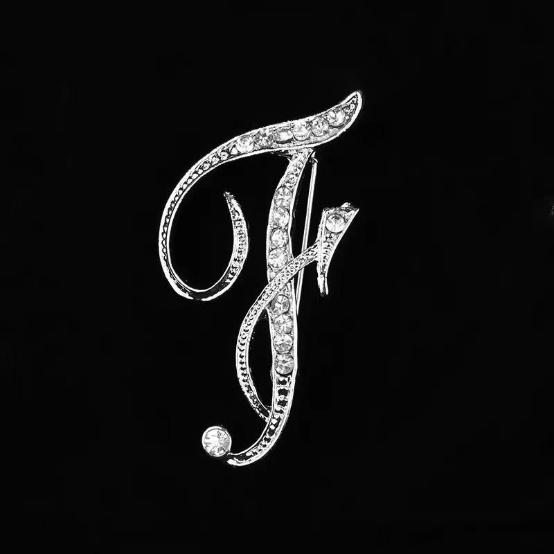 Minimalist Rhinestone Alphabet Brooch: Elegant Geometric Pin for Sweaters or Coats