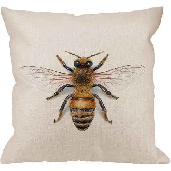HGOD DESIGNS Bee Pillow Cover,Decorative Pillow Bees Watercolour Drawing Pillow Cases Cotton Linen Outdoor Indoor Square Cushion Covers for Home Sofa