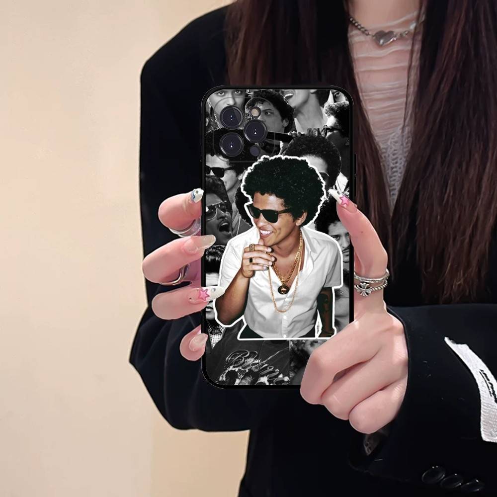 B-Bruno M-Mars Singer Phone Case For Iphone 17 16 15 14 13 12 11 Pro Max Plus Black Shell Cover Case
