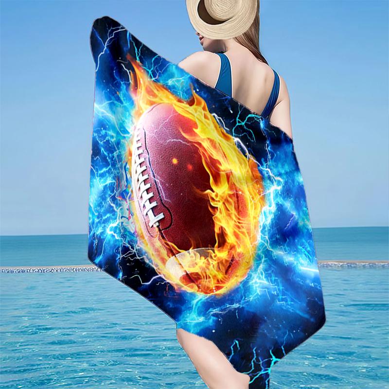 Electric Football Fire Beach Towel, Super Soft Microfiber, Gift for Her/Him, Birthday, for Pool, Beach, Travel, Home Decor Fan gifts