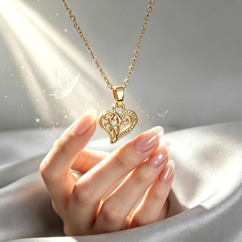 Women's all-stainless-steel heart-shaped necklace Fade-resistant elegant jewelry Commuting party gift