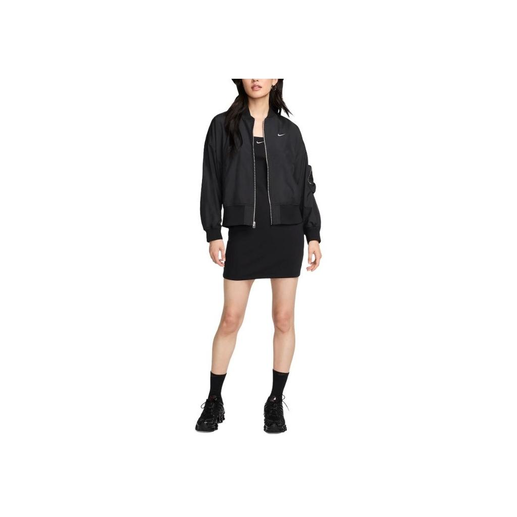 Nike Baseball Collar Zipper Design Pilot Long Sleeve Jacket Women Jacket Black FN2840-010