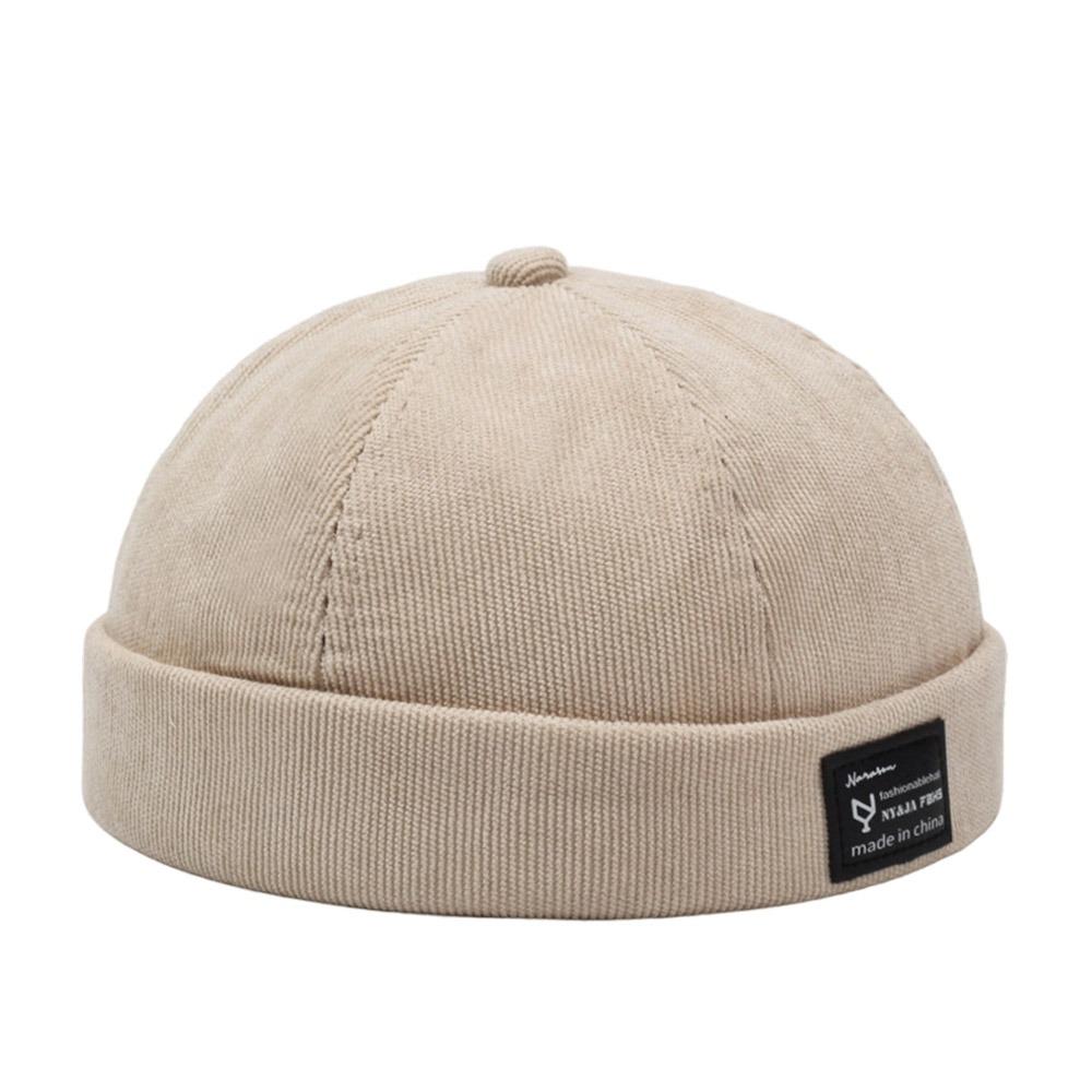 Fashion Hip Hop Beanie Street Hat Casual Corduroy Brimless Docker Cap Adjustable Letter Vintage Dome Hat Outdoor