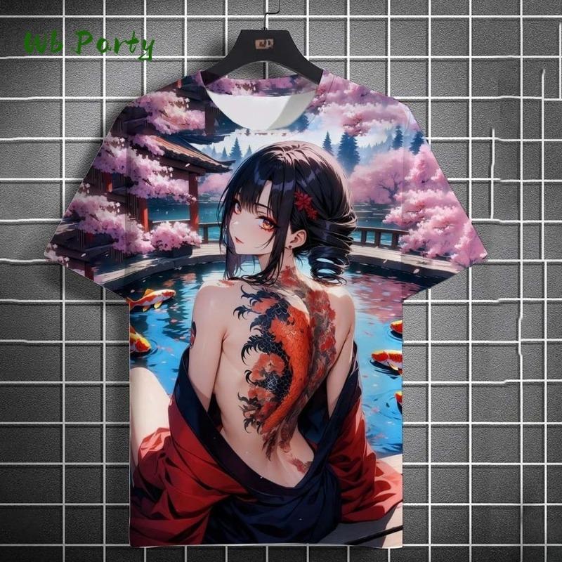 Manga Girl Print T-Shirt Japanese 3D Print Top Personality Anime