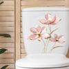 3D Pink Floral Toilet Stickers, Dimensional Flower Wall Decals for Bathroom Waterproof Removable Decor