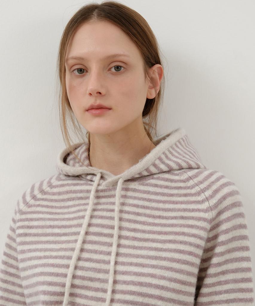 Wednesday Oasis For Woman Mellow Stripe Hooded Knit_Light Pink(Wc25-Kn76)