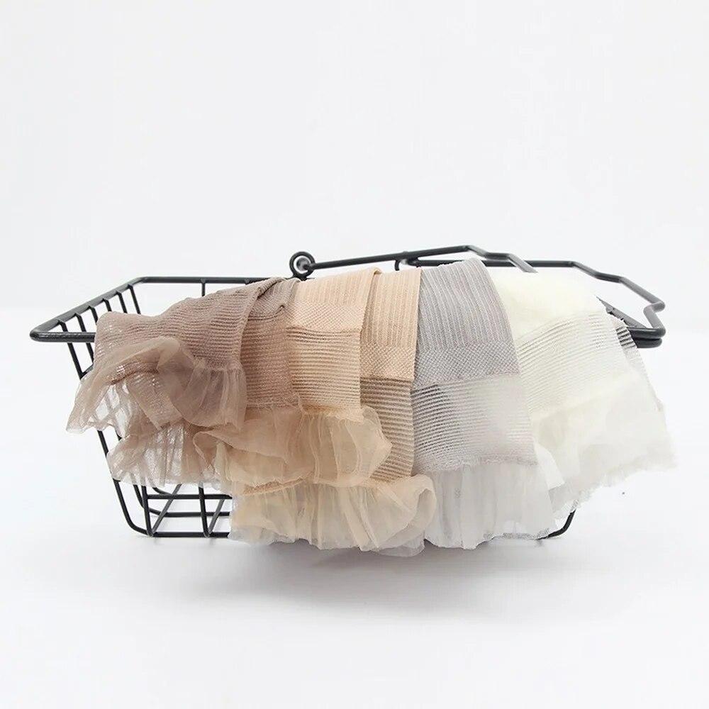Velvet Woman Socks Ultra-thin Transparent Lace Frilly Ruffle Socks Women Fashion Summer Japane Style Harajuku Retro Long Socks