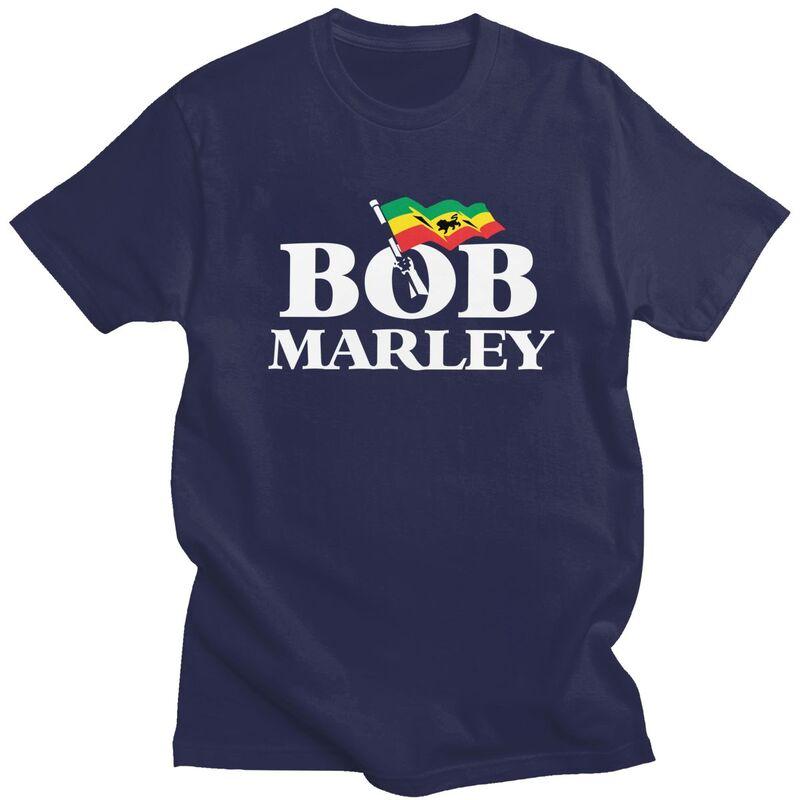 Custom Classic Jamaica Singer Reggae Rock Bob Marley T Shirts Men Short Sleeve Tee Pure Cotton Slim Fit Tshirt Merch