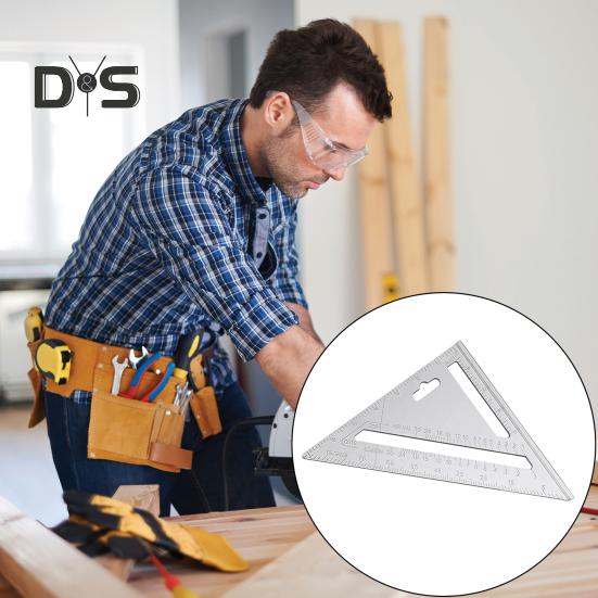 Riglă triunghiulară de înaltă precizie compactă portabilă multifuncțională dublă gravată cu laser, riglă de tâmplar, instrument de măsurare a aspectului