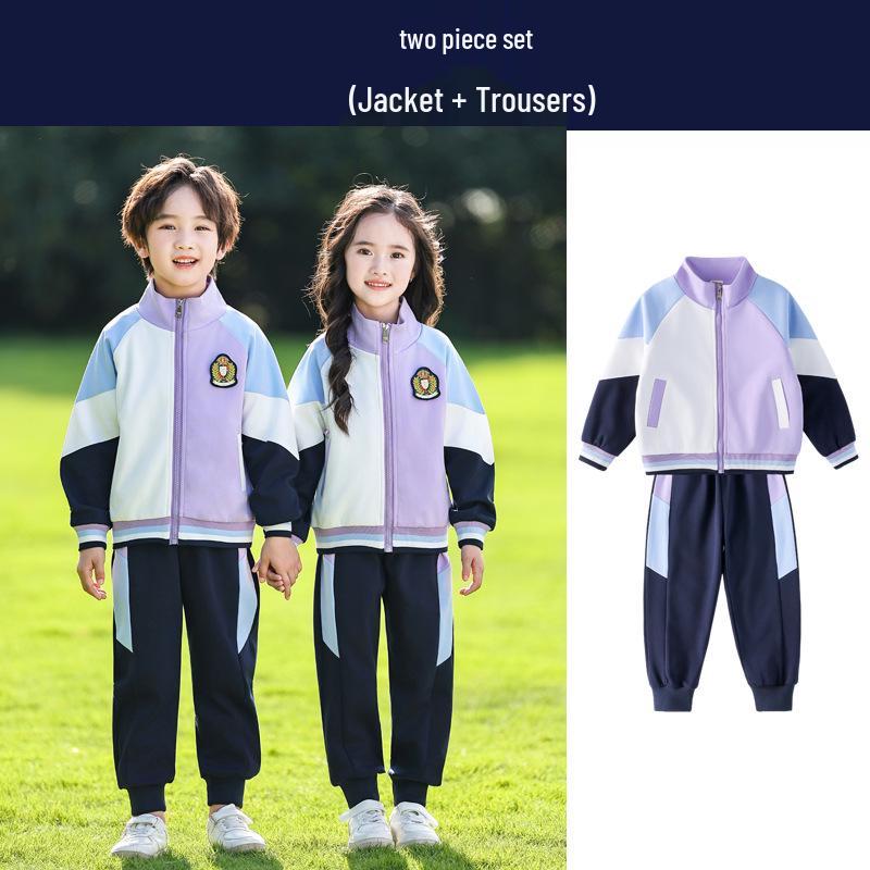 

Сине-фиолетовый спортивный костюм-бейсболка для детского сада и начальной школы: Униформа для весны, осени и выпускного 120 cm