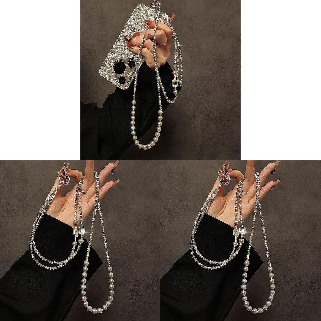Elegant Crystal Beaded Phone Lanyard With Pvc String For Women And Men