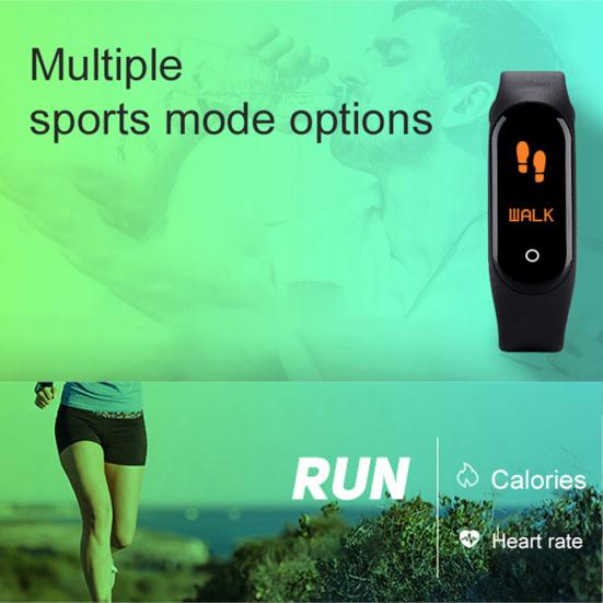 M4 Waterproof Color Screen Heart Rate Monitor Pedometer Sports Smart Bracelet