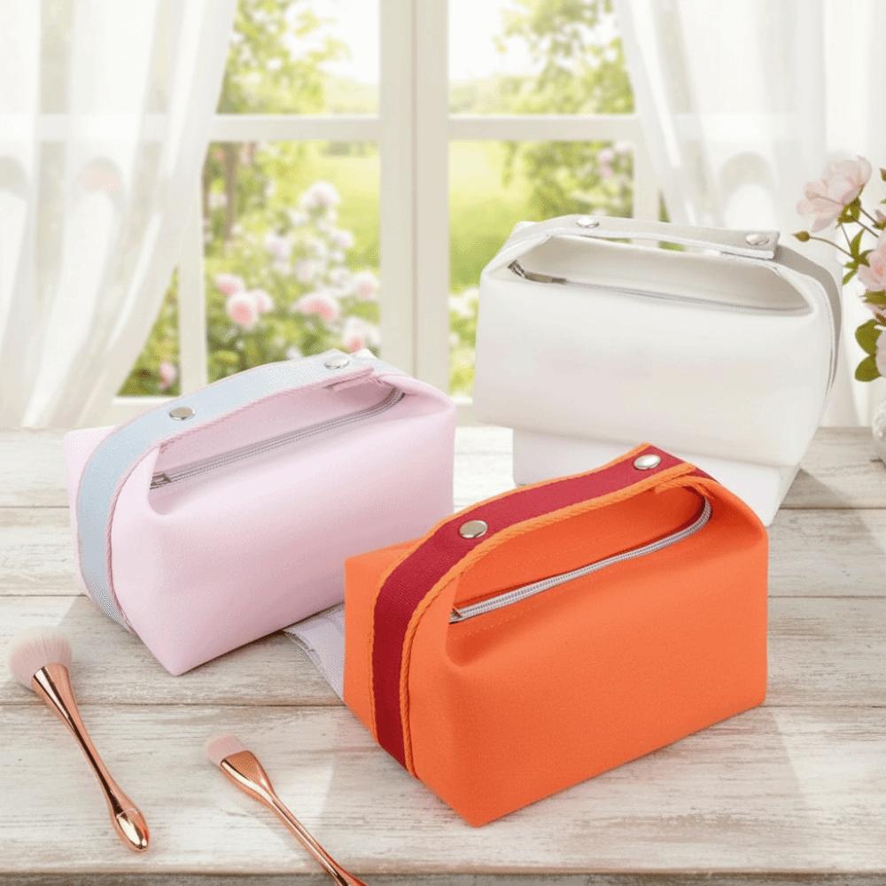 Modische Kosmetiktasche mit großem Fassungsvermögen Tragbare Hand-Kulturbeutel Leinwand Make-up-Organizer Reise