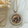 European and American New Agricultural Tractor Pattern Round Necklace Versatile Jewelry