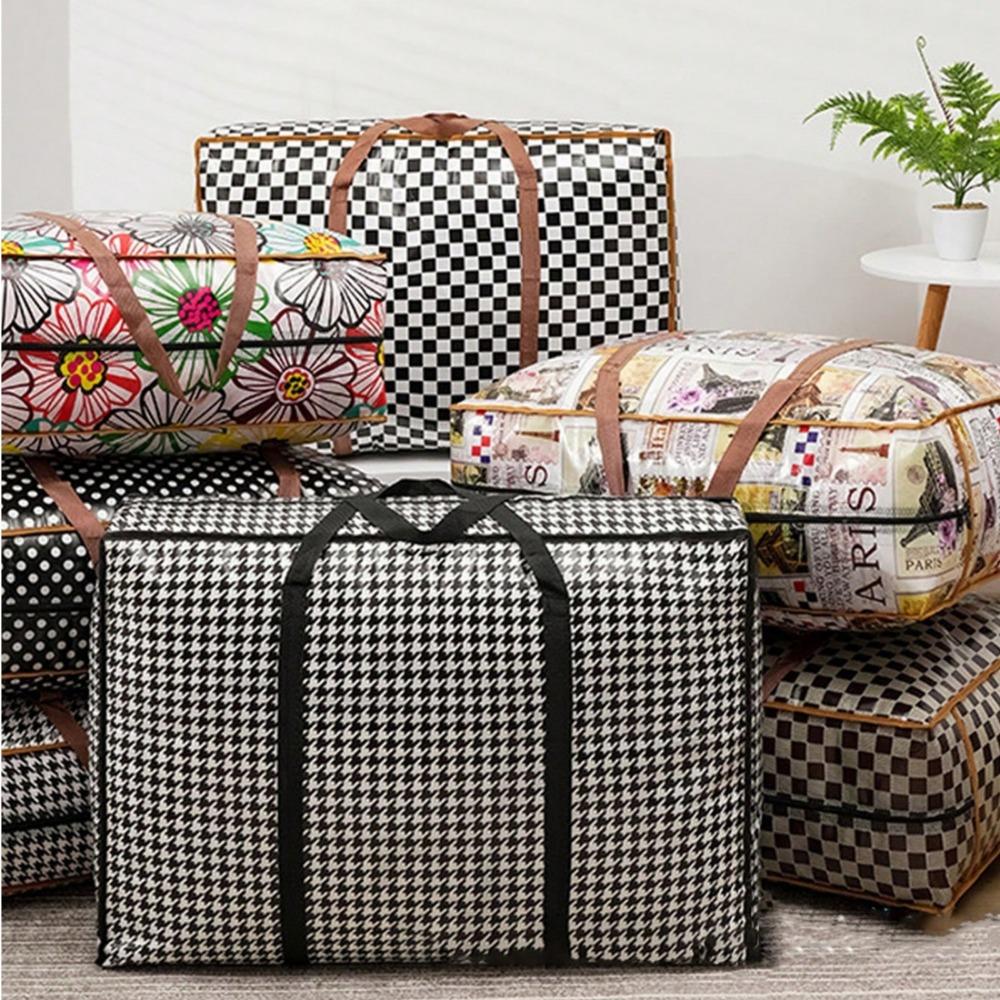 Große Aufbewahrungstasche im Vintage-Stil mit starkem Reißverschluss und Griffen, faltbare Reisetasche aus Stoff