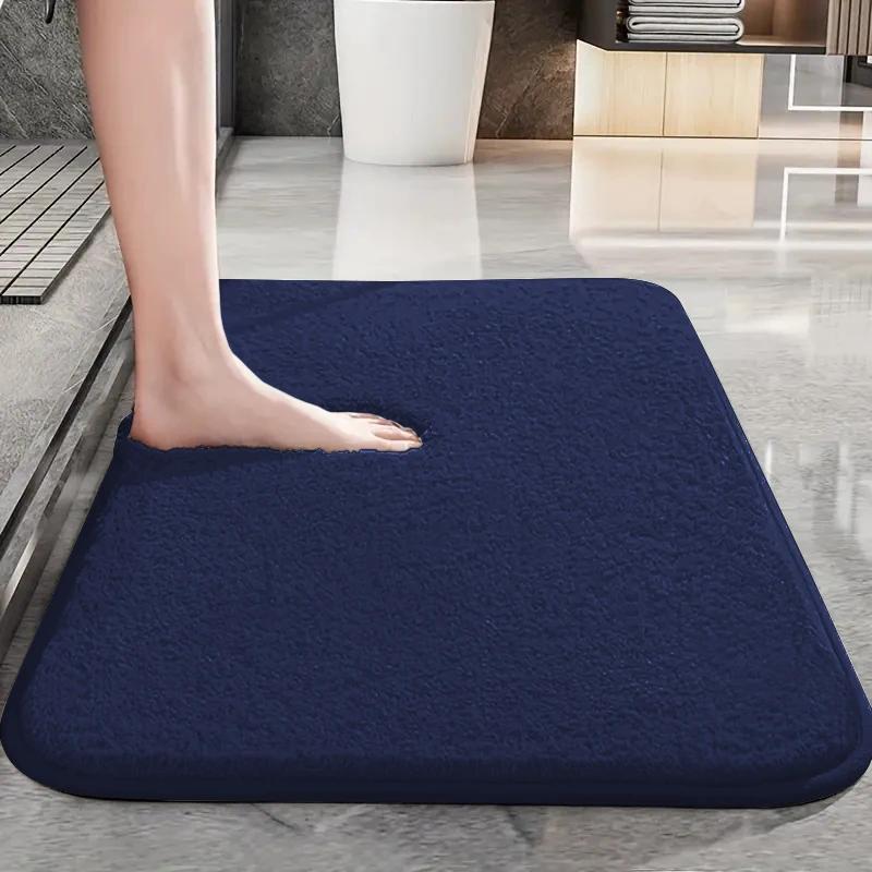 Solid Color Thickened Bathroom Non-slip Foot Mat Shower Room Door Absorbent Mat Dirt-resistant Toilet Mat Furry Mat