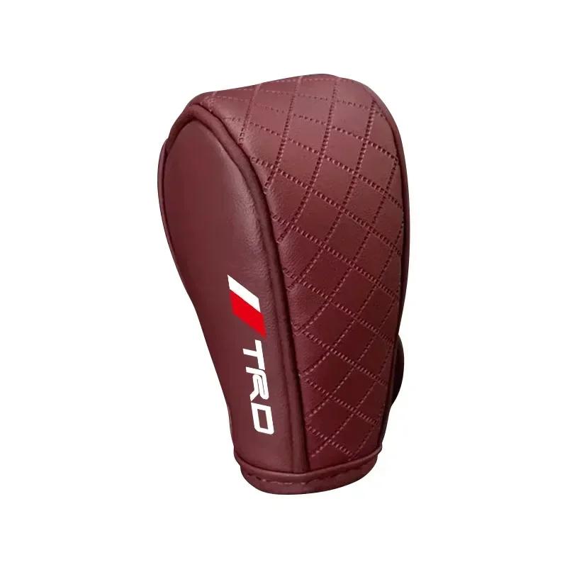 Car Shift Handle Cover Fashion PU Leather Handle Cover Grip Non-Slip Protective Covers For TRD Toyota camry chr corolla rav4