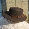 Koreanischer Lässiger Brauner Mokka-Gürtel Breiter Rand Wolliger Jazz-Zylinderhut Für Männer Und Frauen Herbst Und Winter Britisch Retro Filz