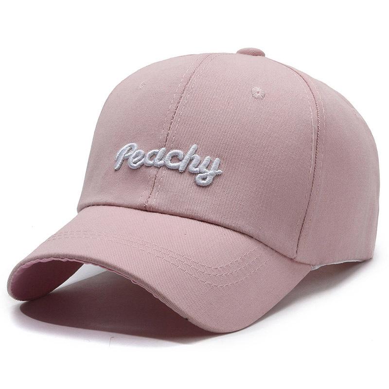 Sweet Peachy Letter Embroidery Baseball Hat For Women Korean Girl Peaked Cap Outdoor Soft Cotton Snapback Sun Visors Hat