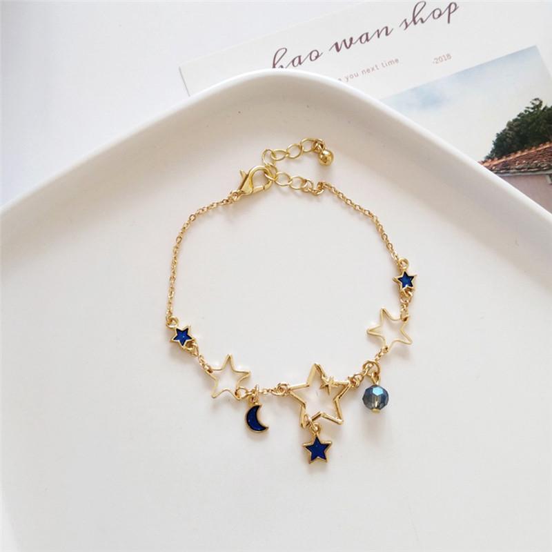 Retro Star Moon Zircon Women s Bracelet, Simple Star Moon Bracelet for Girl, Adjustable Chain, Jewelry, Birthday Gifts