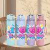 1PC I Love School Colorful Slogan Print 750ml Color Plastic Sports Water Bottle Leakproof Flip Straw Lid Suitable for Sports Office Home Use